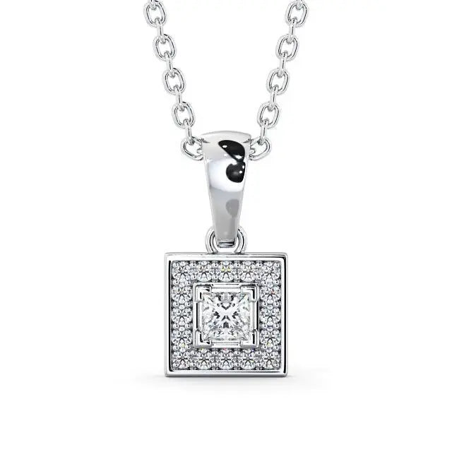 0.70CT Princess Cut Halo Lab Grown Pendant  customdiamjewel 10KT White Gold VVS-EF