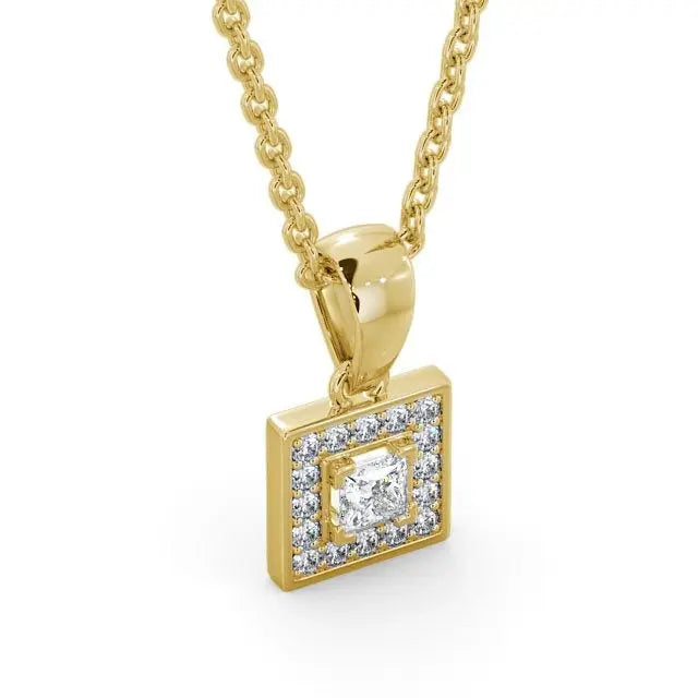 0.70CT Princess Cut Halo Lab Grown Pendant  customdiamjewel   