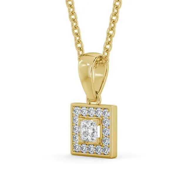 0.70CT Princess Cut Halo Lab Grown Pendant  customdiamjewel   