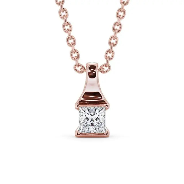 Solitaire 1.20CT Princess Lab Grown Pendant  customdiamjewel 10KT Rose Gold VVS-EF