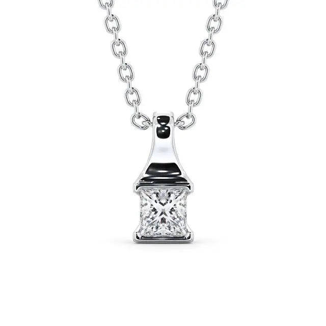 Solitaire 1.20CT Princess Lab Grown Pendant  customdiamjewel 10KT White Gold VVS-EF