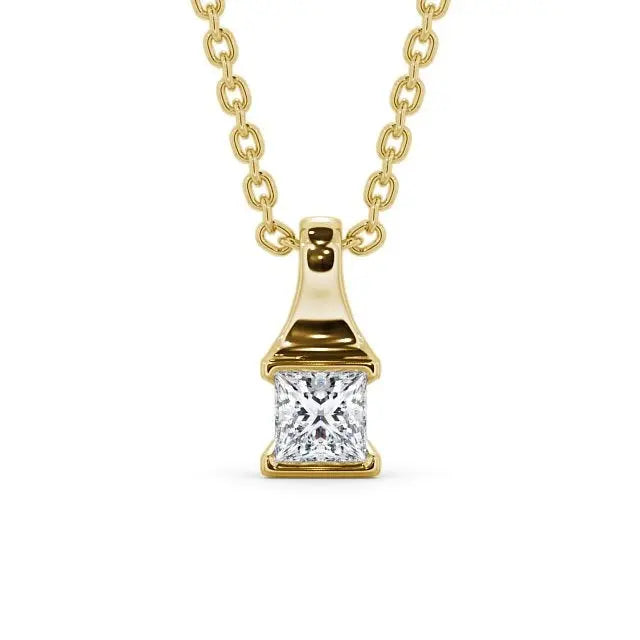 Solitaire 1.20CT Princess Lab Grown Pendant  customdiamjewel 10KT Yellow Gold VVS-EF