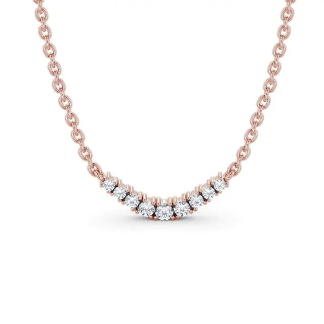 0.20CTW Curved Lab Grown Diamond Necklace  customdiamjewel 10KT Rose Gold VVS-EF