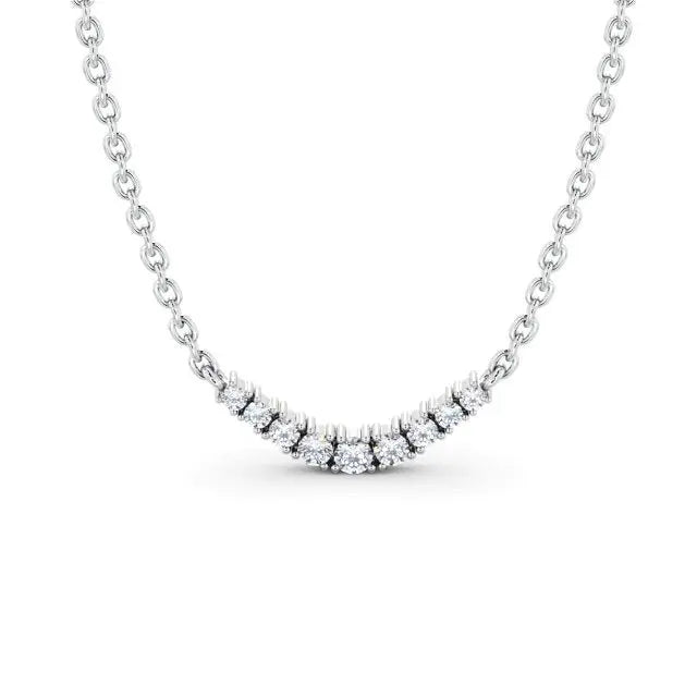 0.20CTW Curved Lab Grown Diamond Necklace  customdiamjewel 10KT White Gold VVS-EF