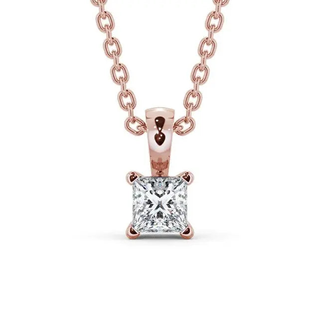 1.20CTW Princess Cut Solitaire Lab Grown Diamond Pendant  customdiamjewel 10KT Rose Gold VVS-EF