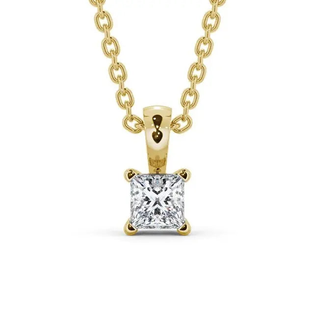 1.20CTW Princess Cut Solitaire Lab Grown Diamond Pendant  customdiamjewel 10KT Yellow Gold VVS-EF