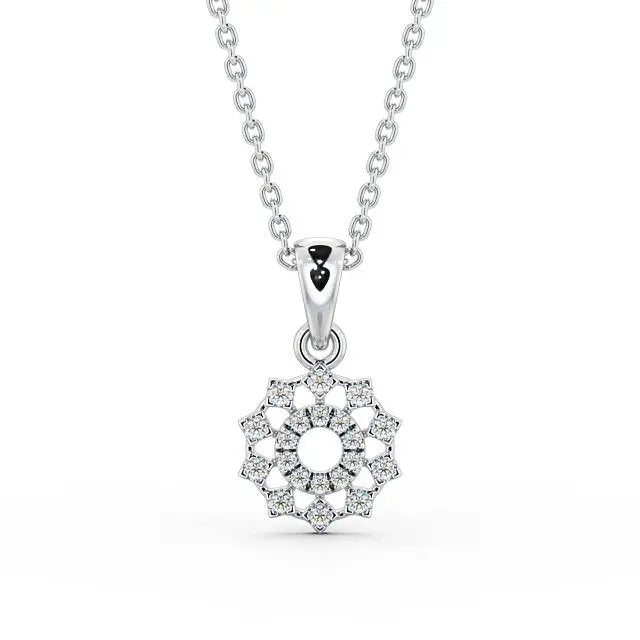 0.48CTW Lab Grown Diamond Floral Pendant  customdiamjewel 10KT White Gold VVS-EF