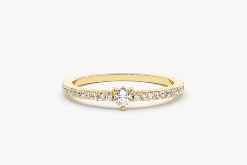 Unique Pave Set 14k Gold Natural Diamond Wedding Band  customdiamjewel 10 KT Solid Gold Yellow Gold VVS-EF