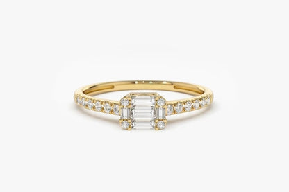 14k Illusion Setting East to West Baguette Diamond Wedding Ring  customdiamjewel 10 KT Solid Gold Yellow Gold VVS-EF