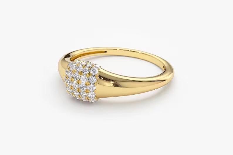 14k Solid Gold Pave Setting Diamond Pinky Ring  customdiamjewel   