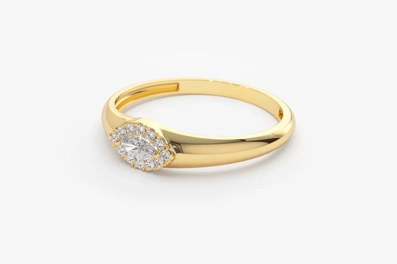 14k Solid Gold Marquise Diamond Ring in Halo Setting  customdiamjewel   