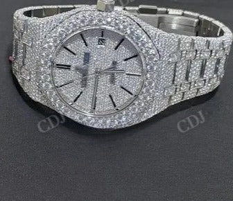 Stainless Steel Customized Moissanite Studded Watch (25 to 27 CTW Approx.)  customdiamjewel   