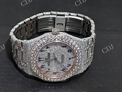 Two Tone Swiss Movement 41 MM Dial Diamond Watch  customdiamjewel   