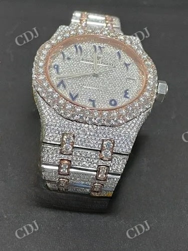 Two Tone Swiss Movement 41 MM Dial Diamond Watch  customdiamjewel   