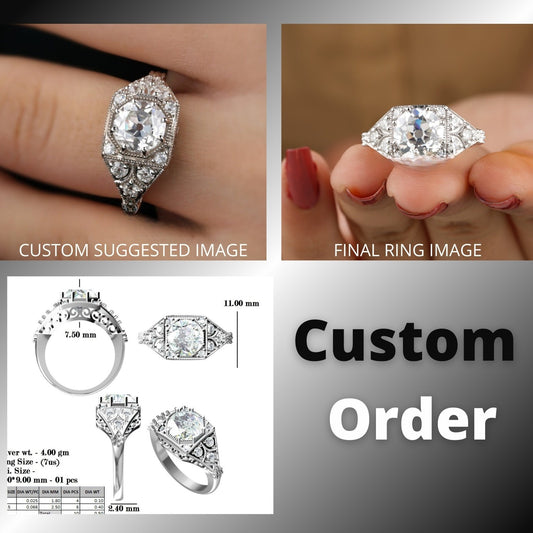 3.00CT Antique Old European Round Cut Moissanite Engagement Ring  customdiamjewel   