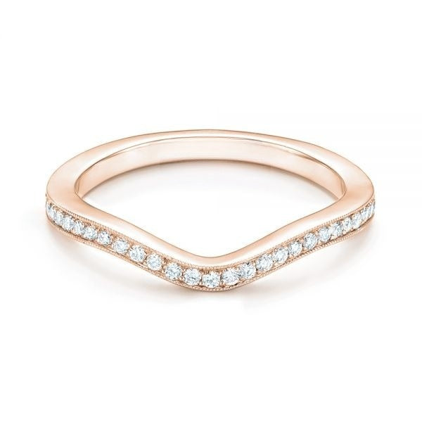 3/4 Eternity Moissanite Curved Stackable Wedding Band  customdiamjewel 10KT Rose Gold VVS-EF