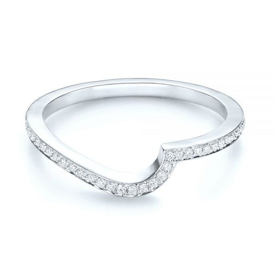 Unique Half Eternity Curved Moissanite Wedding Band  customdiamjewel 10KT White Gold VVS-EF