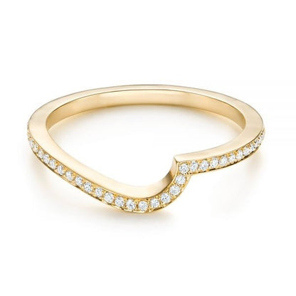 Unique Half Eternity Curved Moissanite Wedding Band  customdiamjewel 10KT Yellow Gold VVS-EF