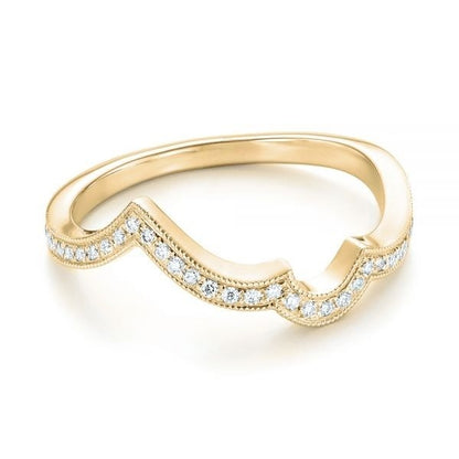 Unique Curved Moissanite Eternity Diamond Band  customdiamjewel 10KT Yellow Gold VVS-EF