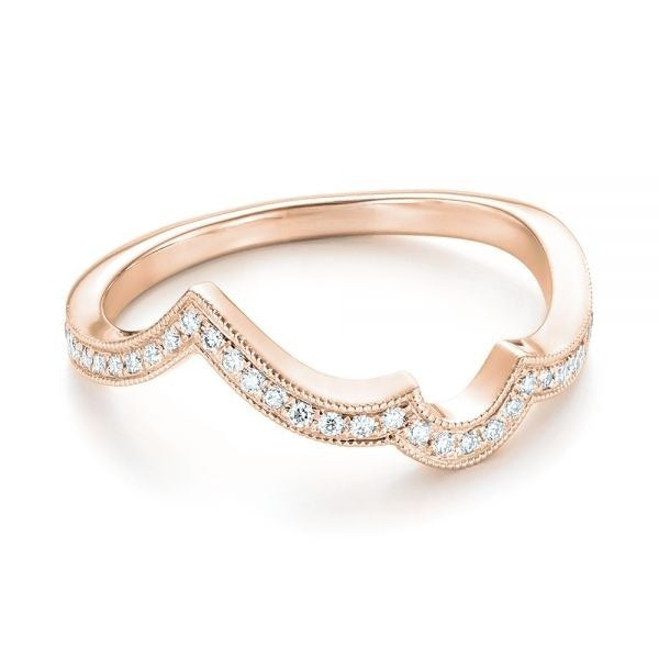 Unique Curved Moissanite Eternity Diamond Band  customdiamjewel 10KT Rose Gold VVS-EF