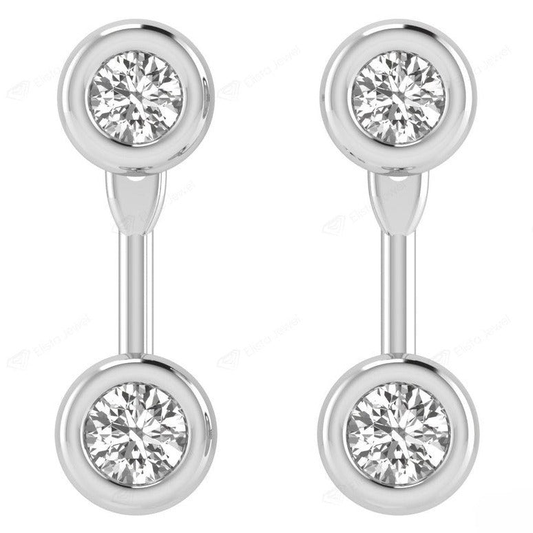 Round Cut Moissanite Twin Diamonds Earrings For Women  customdiamjewel Sterling Silver White Gold VVS-EF