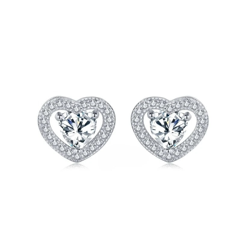 0.2CT Moissanite Heart Shape Earrings  customdiamjewel   