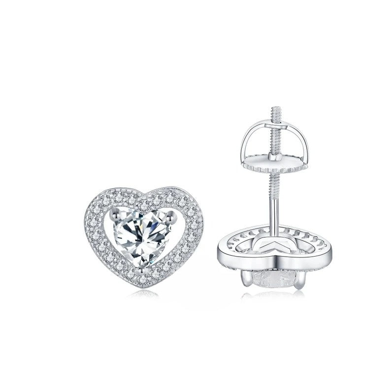 0.2CT Moissanite Heart Shape Earrings  customdiamjewel   