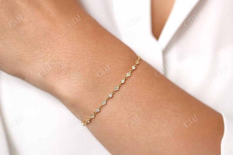 14k Gold Dainty Lab Grown diamond Bracelet with Milgrain  customdiamjewel   