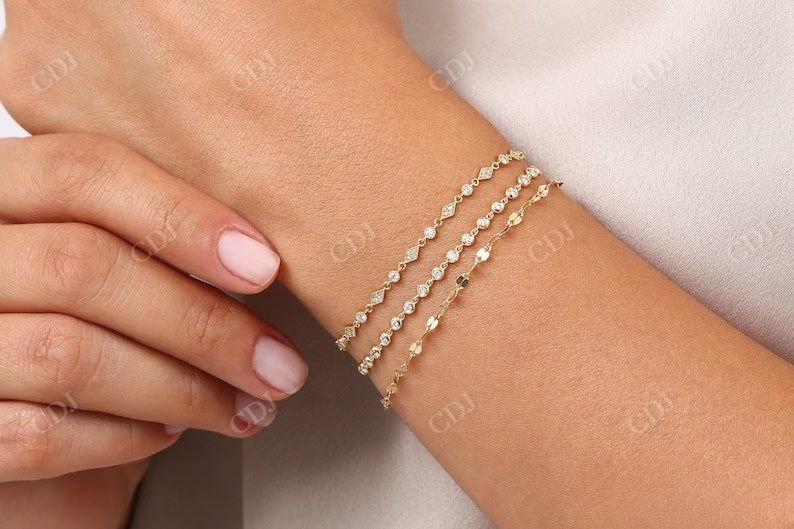 14k Gold Dainty Lab Grown diamond Bracelet with Milgrain  customdiamjewel   