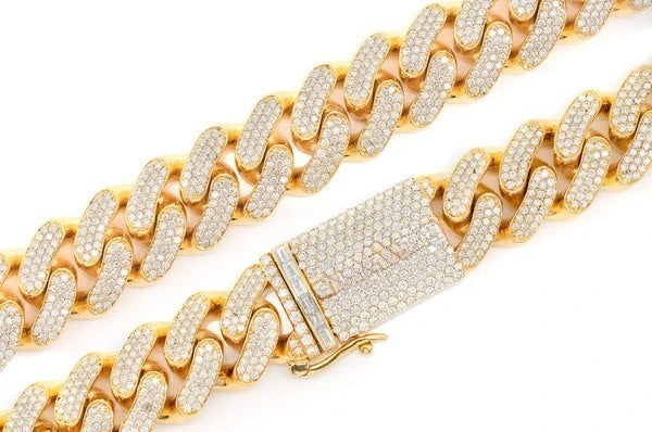 Cuban Link Chain 14K Gold Diamond Hip Hop Necklace  customdiamjewel   