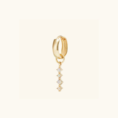 Single Opal Natural Diamond 14K Gold Hoop Charm Earring  customdiamjewel 10 KT Solid Gold Yellow Gold VVS-EF