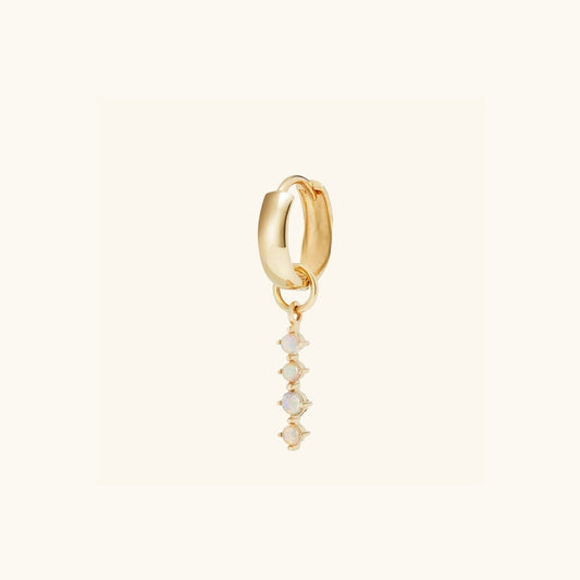 Single Opal Natural Diamond 14K Gold Hoop Charm Earring  customdiamjewel 10 KT Solid Gold Yellow Gold VVS-EF