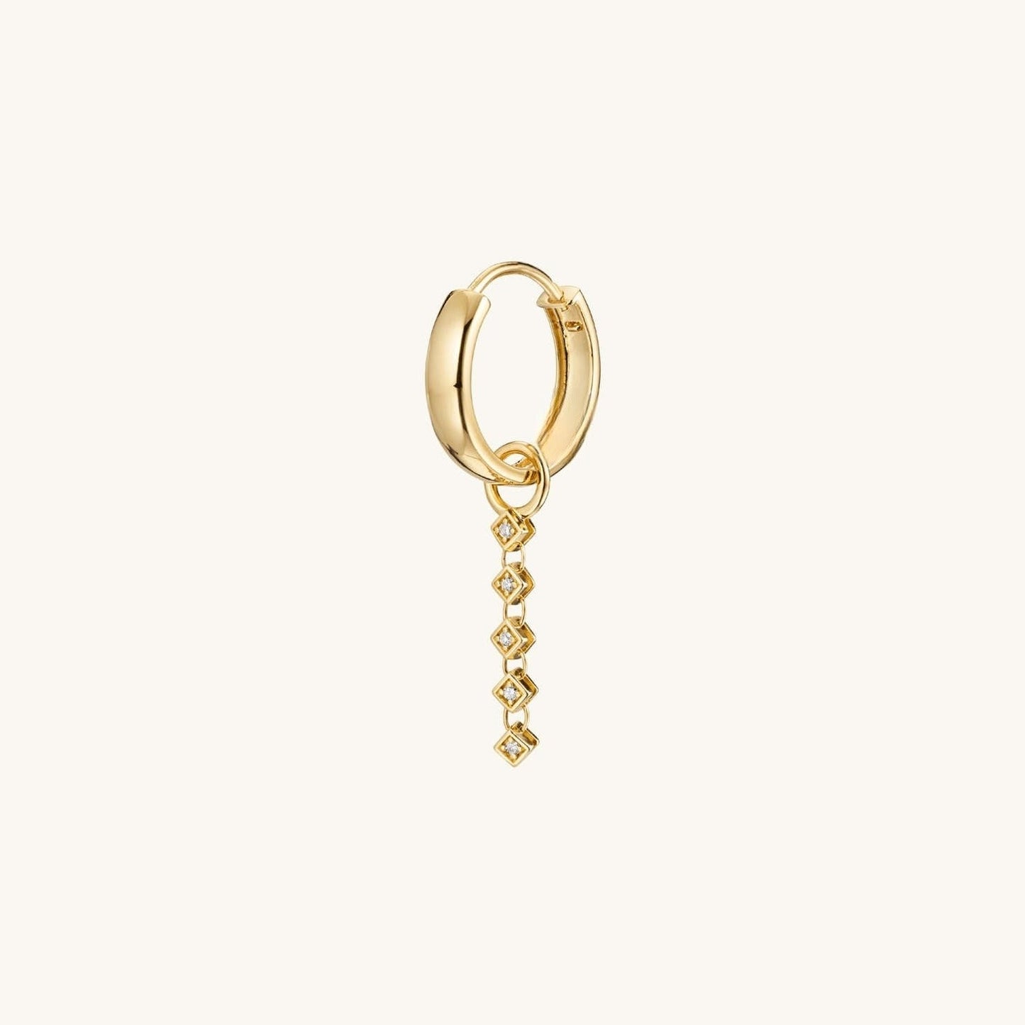 Single Natural Diamond Link Hoop 14K Solid Gold Earring  customdiamjewel 10 KT Solid Gold Yellow Gold VVS-EF