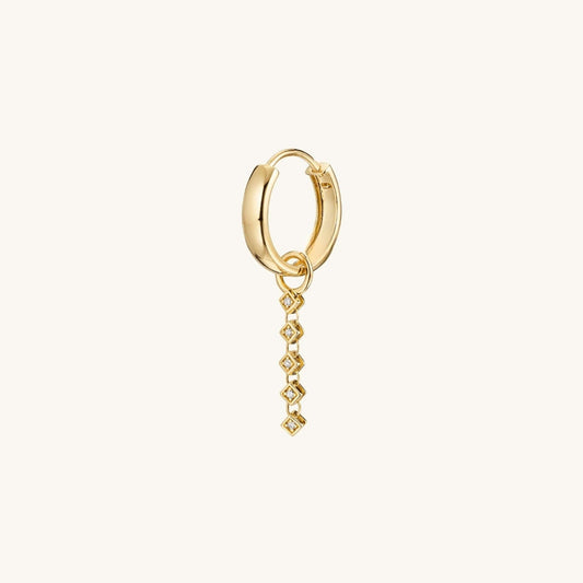 Single Natural Diamond Link Hoop 14K Solid Gold Earring  customdiamjewel 10 KT Solid Gold Yellow Gold VVS-EF