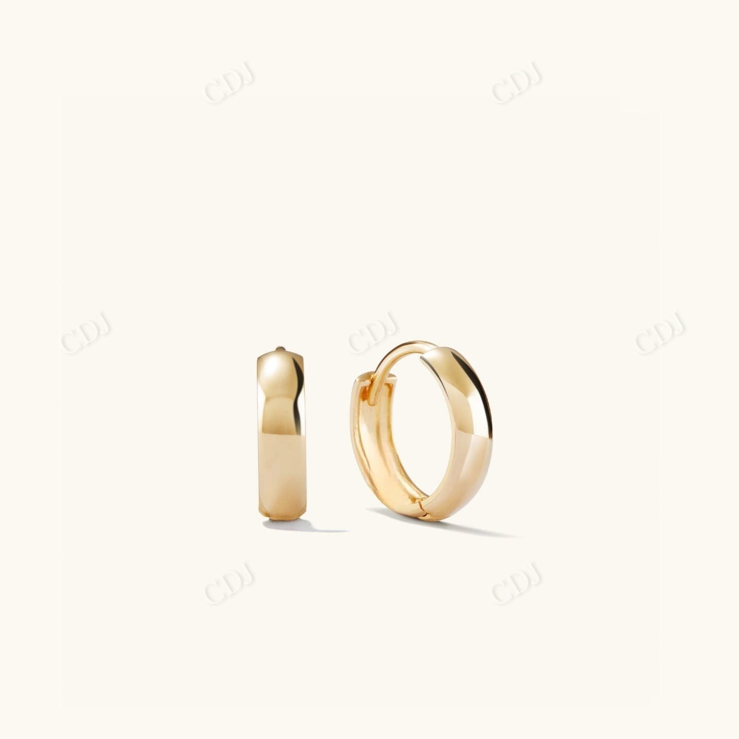 14K Yellow Gold Bold Huggee Hoops Simple Earrings  customdiamjewel Sterling Silver Yellow Gold VVS-EF