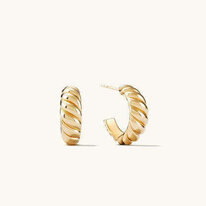 Antique 14K Solid Gold Croissant Dome Hoops Earrings  customdiamjewel Sterling Silver Yellow Gold VVS-EF