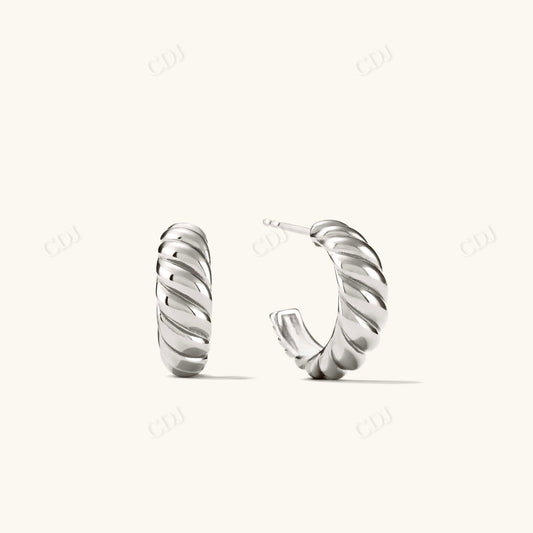 Croissant Dome Hoops Earrings  customdiamjewel Sterling Silver White Gold 