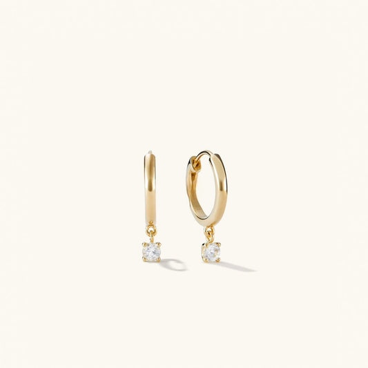 Round Cut Natural Diamond 14K Gold Topaz Hoop Earrings  customdiamjewel 10 KT Solid Gold Yellow Gold VVS-EF