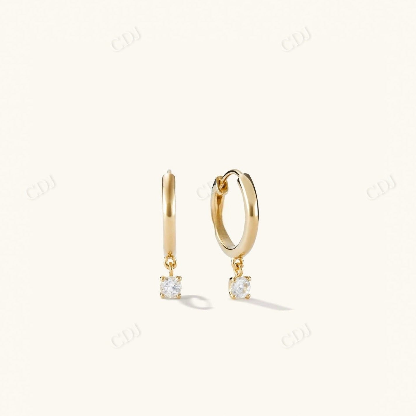 Emerald Cut Moissanite Topaz Hoops For Women  customdiamjewel 10 KT Solid Gold Yellow Gold VVS-EF