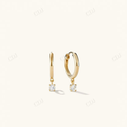 Emerald Cut Moissanite Topaz Hoops For Women  customdiamjewel 10 KT Solid Gold Yellow Gold VVS-EF