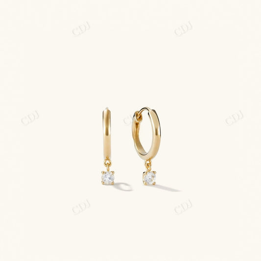 0.30CTW Lab Grown Round Diamond Hoops  customdiamjewel Sterling Silver Yellow Gold VVS-EF