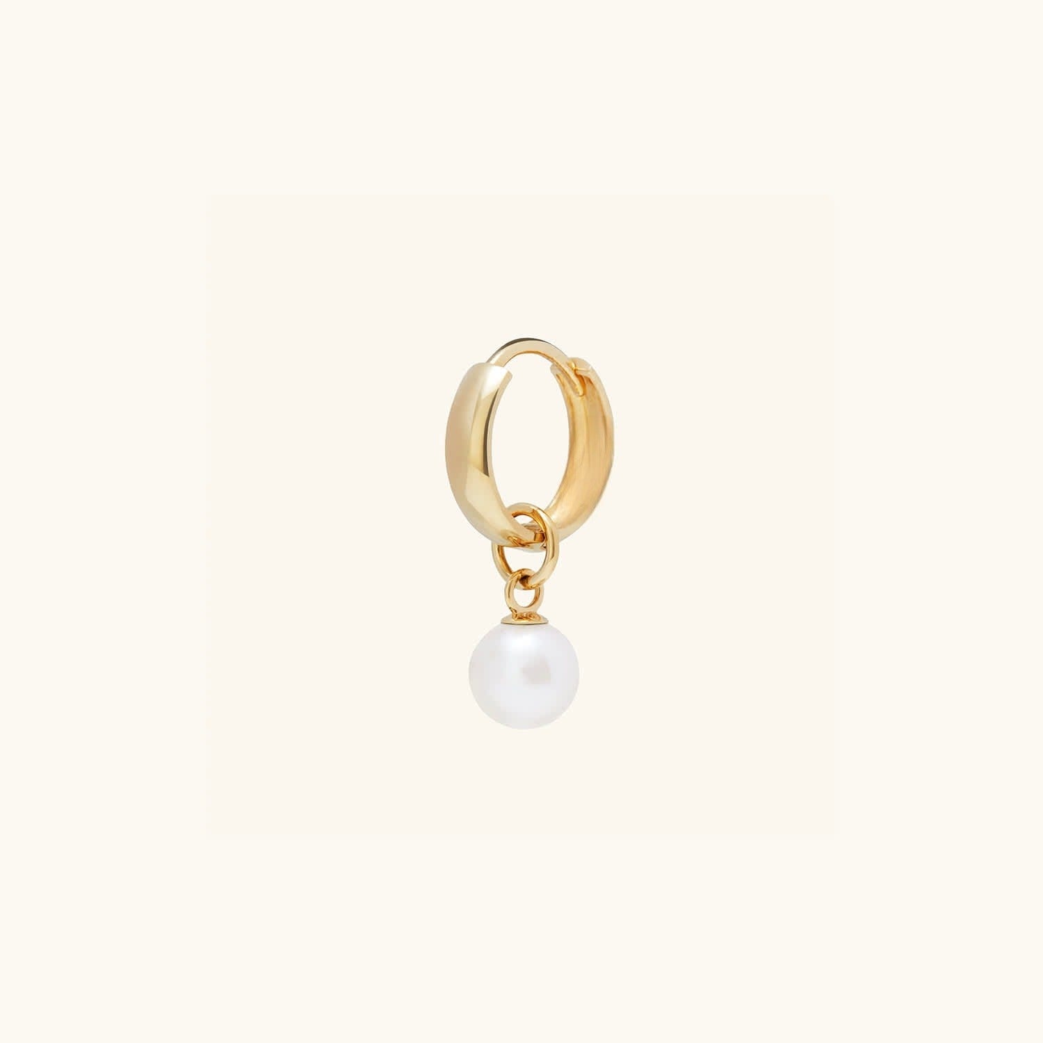 Classy Single Pearl Hoop 14K Solid Gold Earrings  customdiamjewel Sterling Silver Yellow Gold VVS-EF