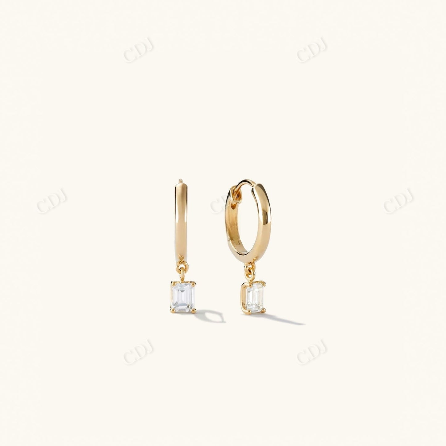 0.92CTW Lab Grown Emerald Cut Hoops Earrings  customdiamjewel   