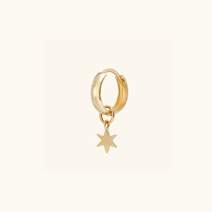 Single Star Hoop 14K Gold Solid Charm Earrings  customdiamjewel 10 KT Solid Gold Yellow Gold VVS-EF