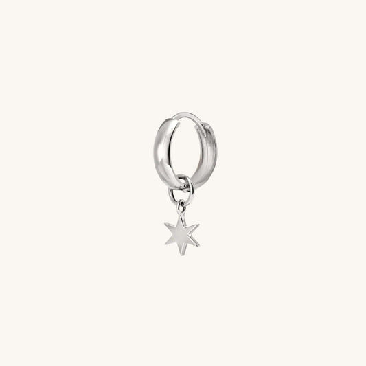 Single Star Daily Wear 14K Gold Hoops Earring  customdiamjewel Sterling Silver White Gold VVS-EF