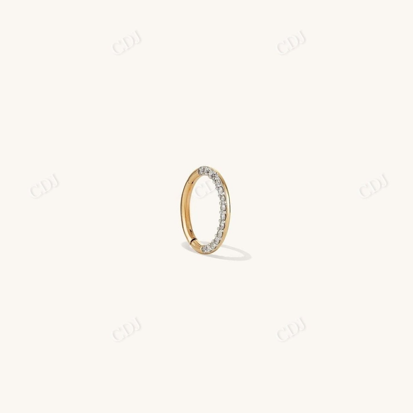 Pave Diamond Cartilage Single Hoop  customdiamjewel 10 KT Solid Gold Yellow Gold VVS-EF