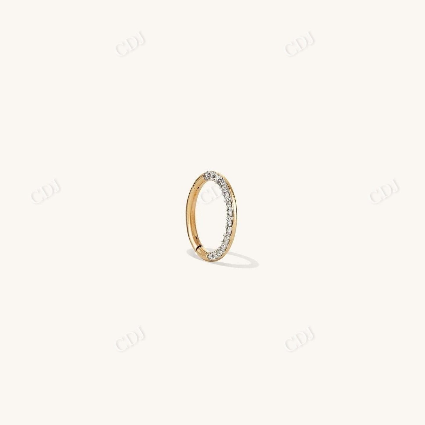 Pave Diamond Cartilage Single Hoop  customdiamjewel 10 KT Solid Gold Yellow Gold VVS-EF