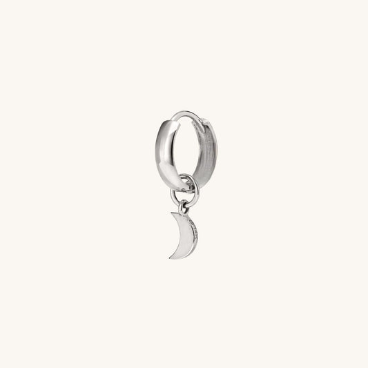 Single Moon Unique 14K Solid Gold Hoop Earrings  customdiamjewel Sterling Silver White Gold VVS-EF