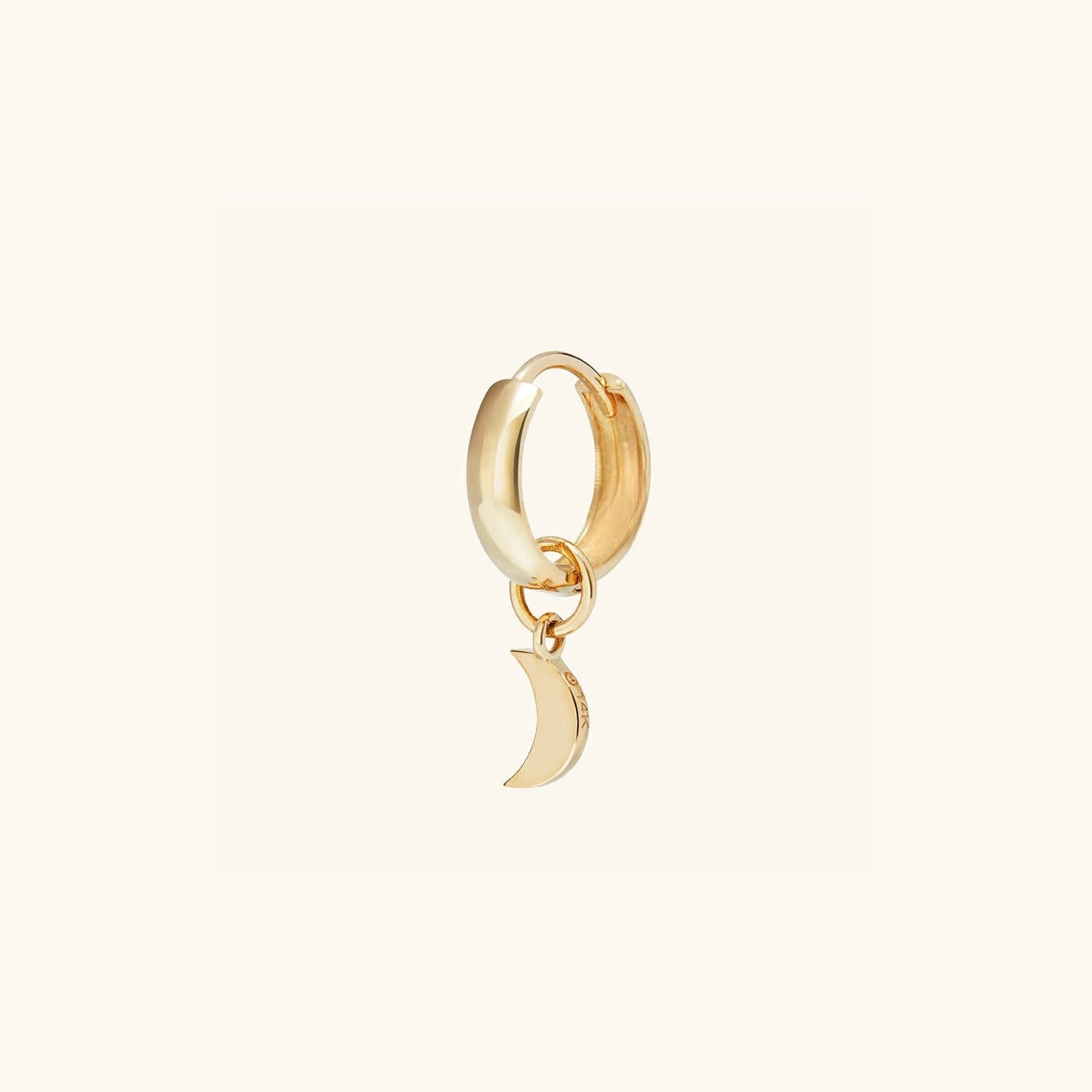 Single Moon Unique 14K Solid Gold Hoop Earrings  customdiamjewel Sterling Silver Yellow Gold VVS-EF