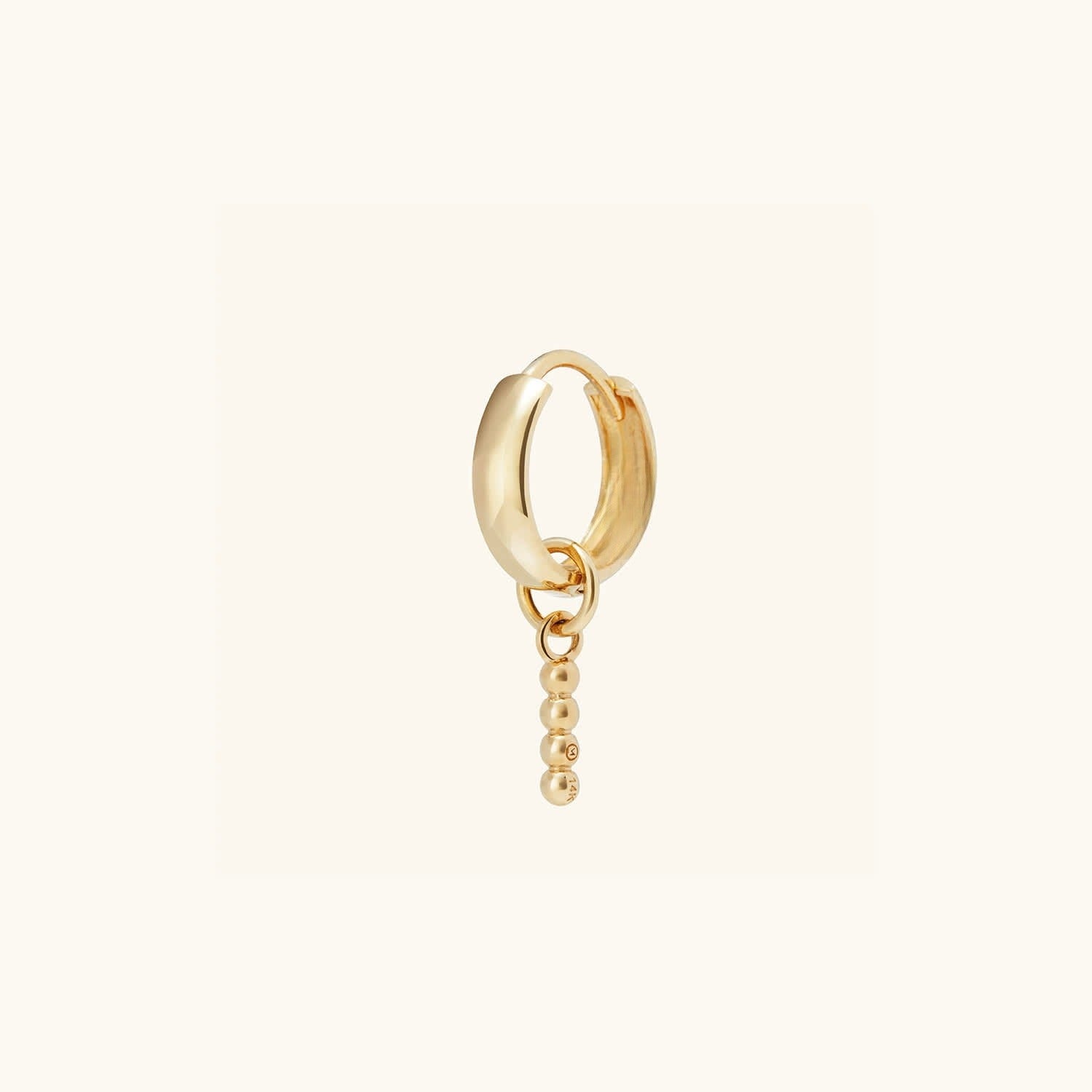 Single Beaded 14K Solid Gold Hoop Charm Earring  customdiamjewel   